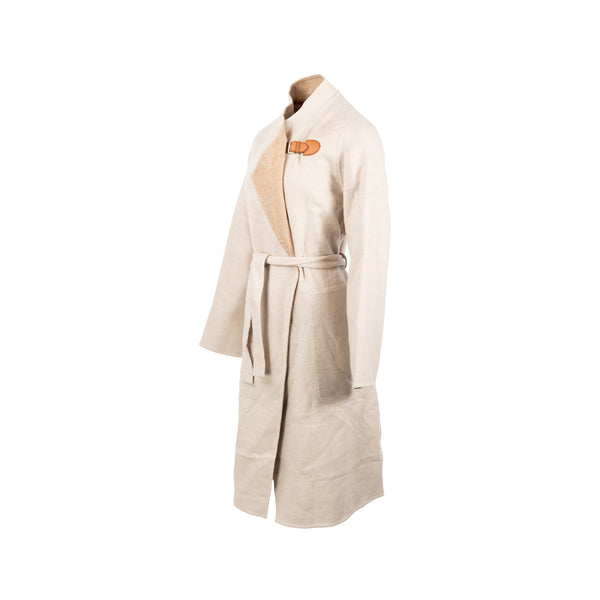 Hermes size 36 long cashmere coat beige