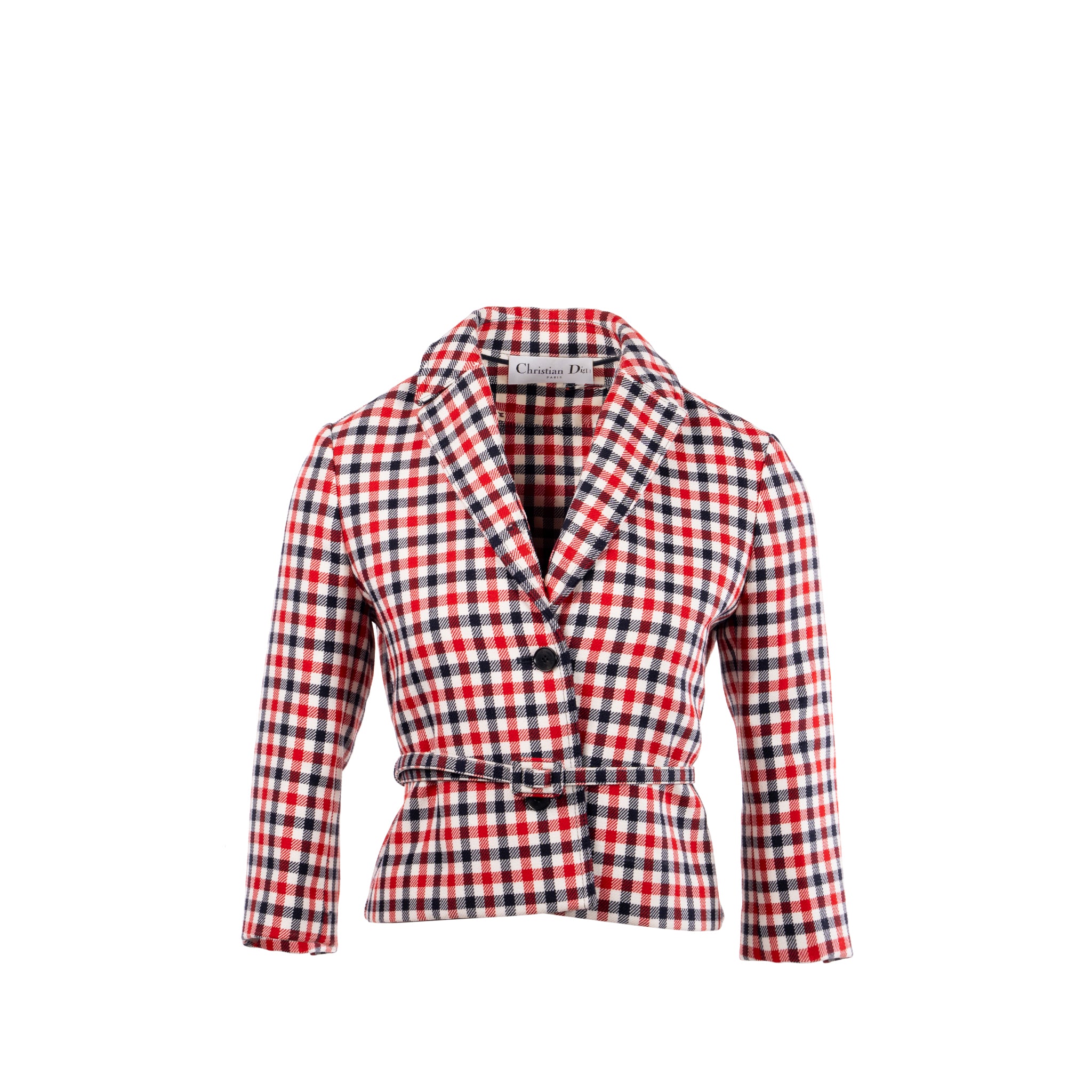 Dior size 34 Plaid Patterns jacket virgin wool Red/multicolour