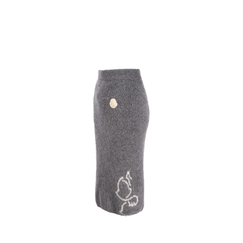 Moncler Size XS Mid-length Pencil Skirt Wool Grey/White