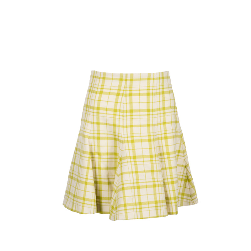 Dior Size 36 Pop Check Skirt Virgin Wool Light Green/ White