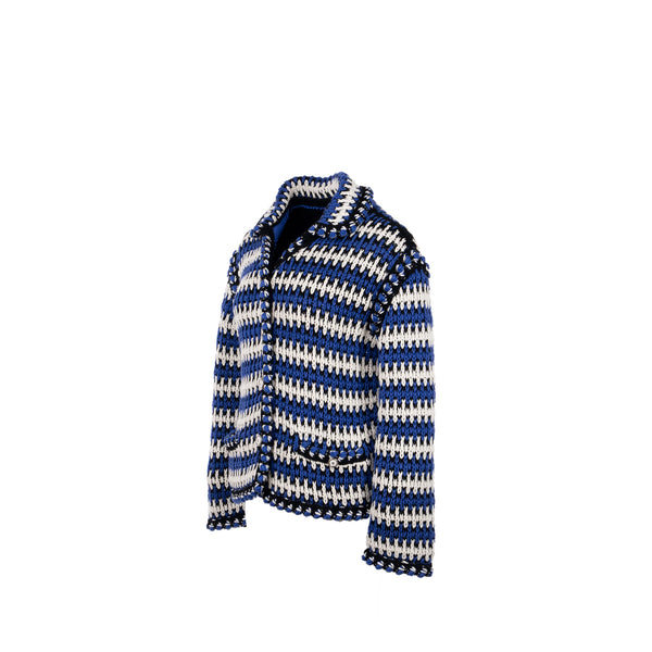 Chanel size 38 21C cotton jacket Cotton/Linen/paper blue/white/black