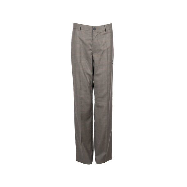 BALENCIAGA Size 44 Checked Single-Breasted Trousers Wool Dark Grey