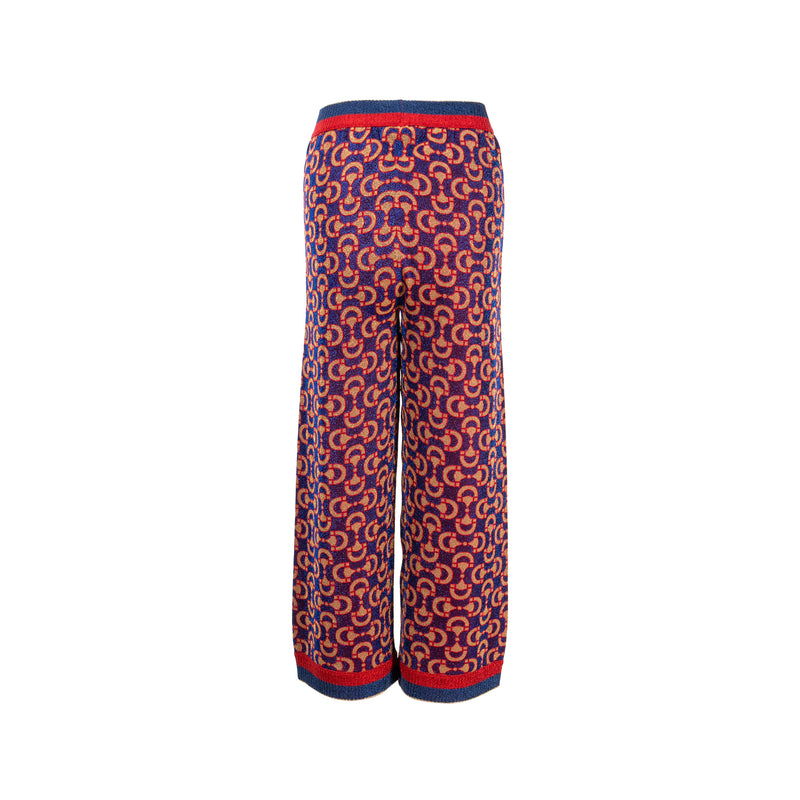 Gucci Size S All-over Patterned Pants Wool / Polyamide Red /Blue/ Multicolour