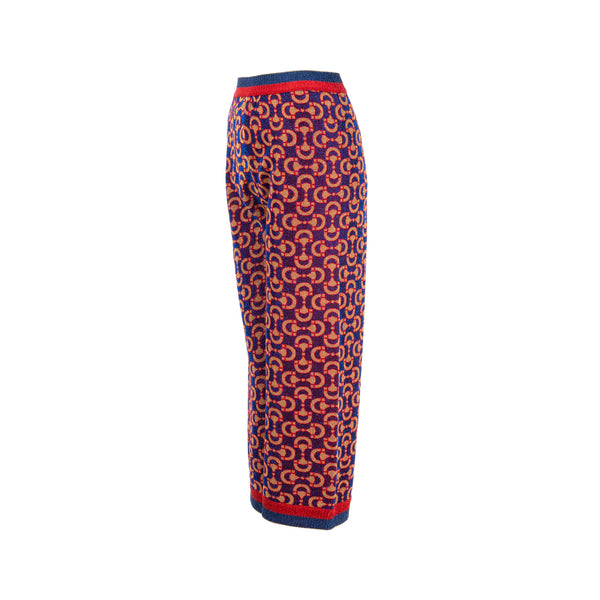 Gucci Size S All-over Patterned Pants Wool / Polyamide Red /Blue/ Multicolour