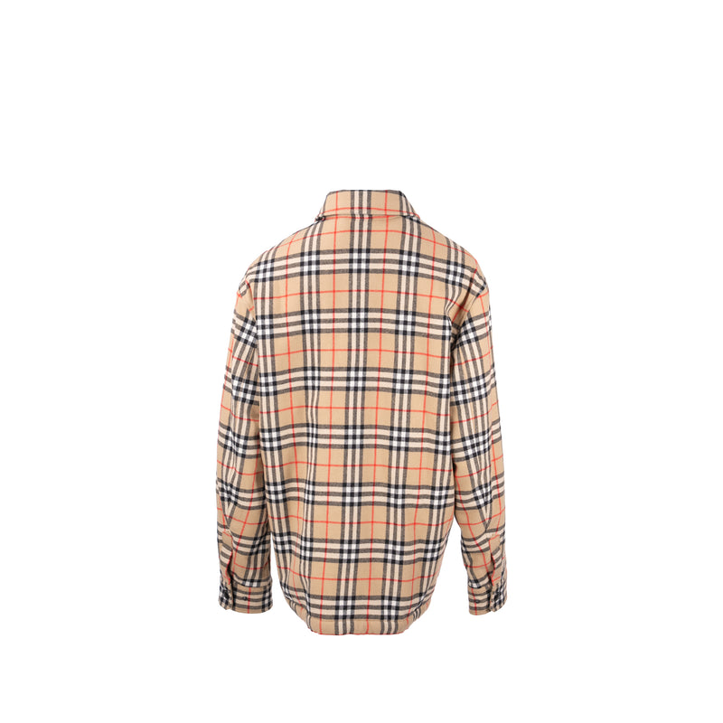 BURBERRY Size M Vintage Check Overshirt Jacket Virgin Wool/Cotton Beige