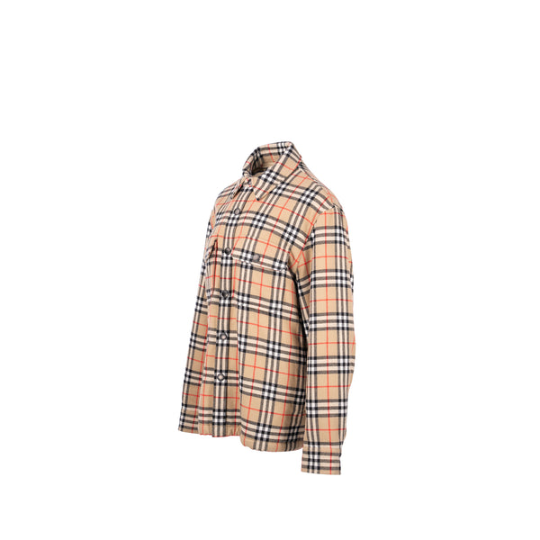 BURBERRY Size M Vintage Check Overshirt Jacket Virgin Wool/Cotton Beige