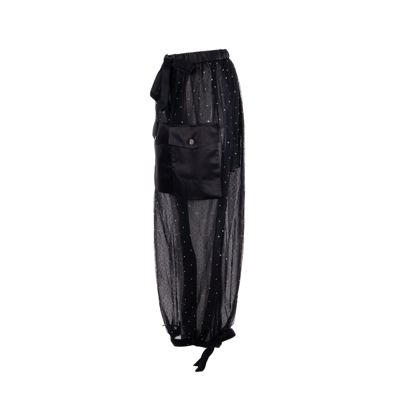 Chanel size 36 19C transparent pants polyamide/ silk black