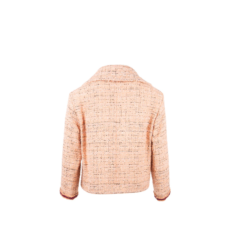 Chanel Size 34 21p tweed jacket cotton pink/black/burgundy