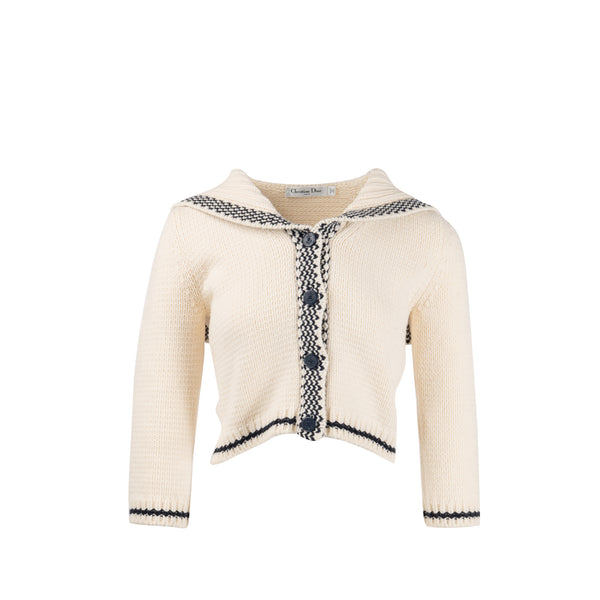 Dior Size 36 Marineiere Cardigan Virgin Wool/Cashmere Beige