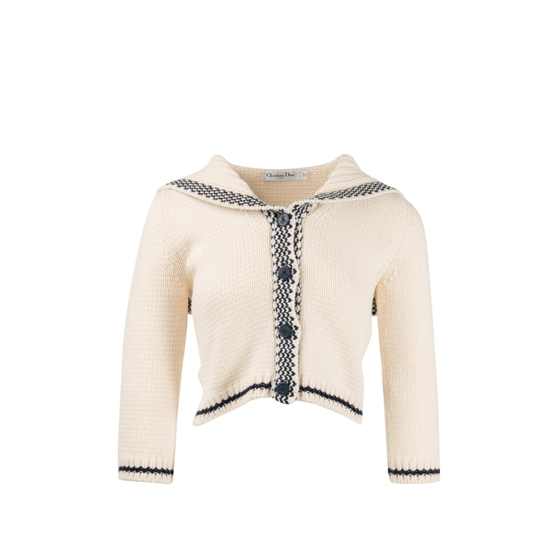 Dior Size 36 Marineiere Cardigan Virgin Wool/Cashmere Beige