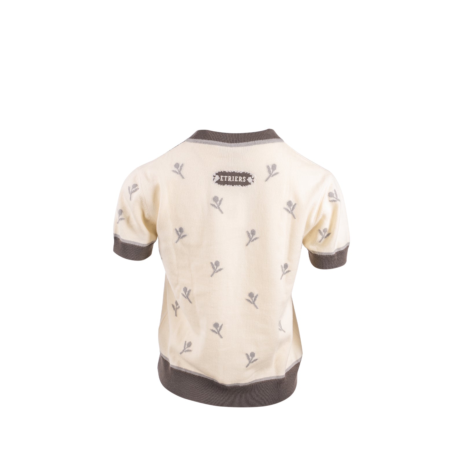 Hermes Size 38 Etriers Embroidered Short-Sleeve Sweater Wool