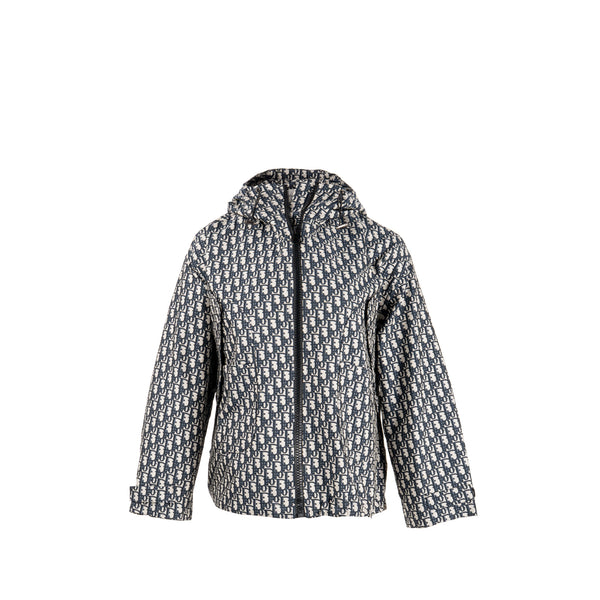 Dior Size XS Dior Oblique Motif Hooded Jacket Polyester Blue