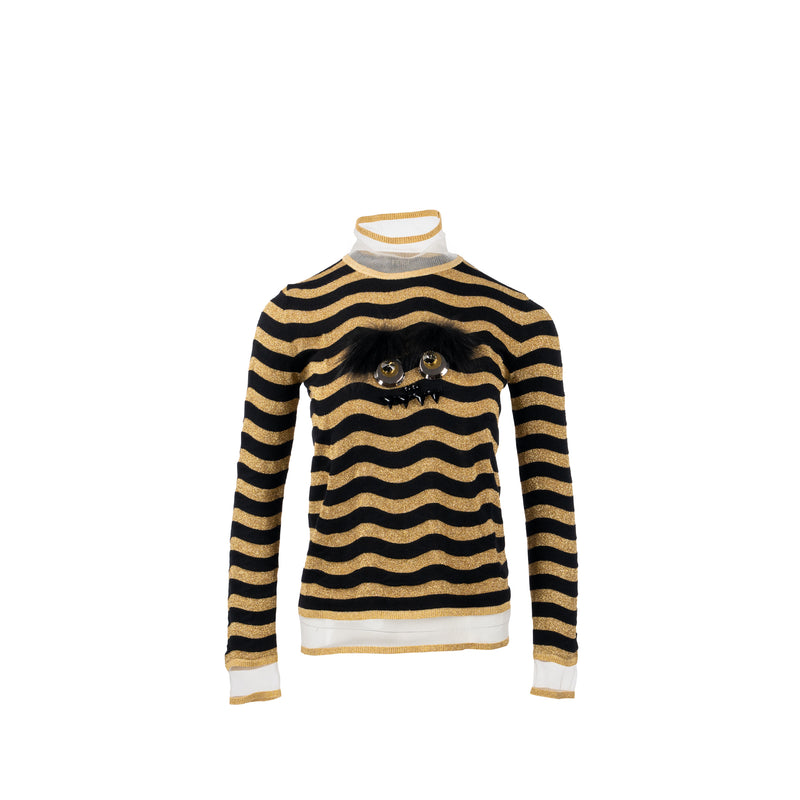 Fendi size IT38 Monster knitwear / sweater Wool black / gold