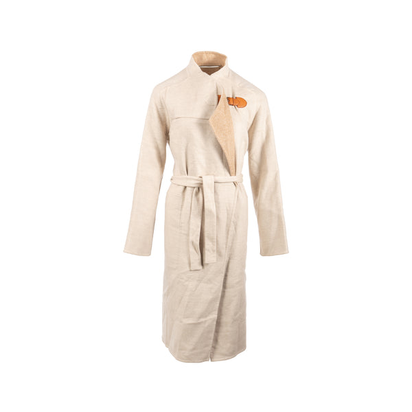 Hermes size 36 long cashmere coat beige