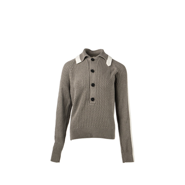 Hermes size XS knit top cotton / cashmere multicolour grey/ white