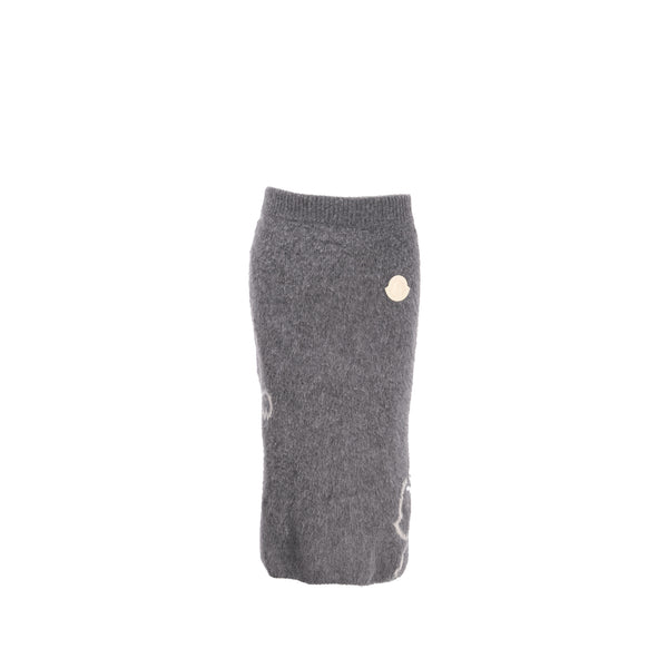 Moncler Size XS Mid-length Pencil Skirt Wool Grey/White