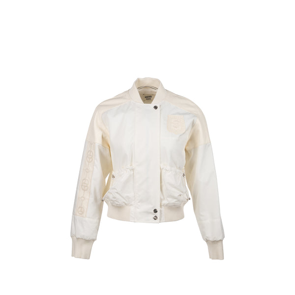 Hermes Size 34 blouson bride esprit bombers jacket cotton/ polyamide white