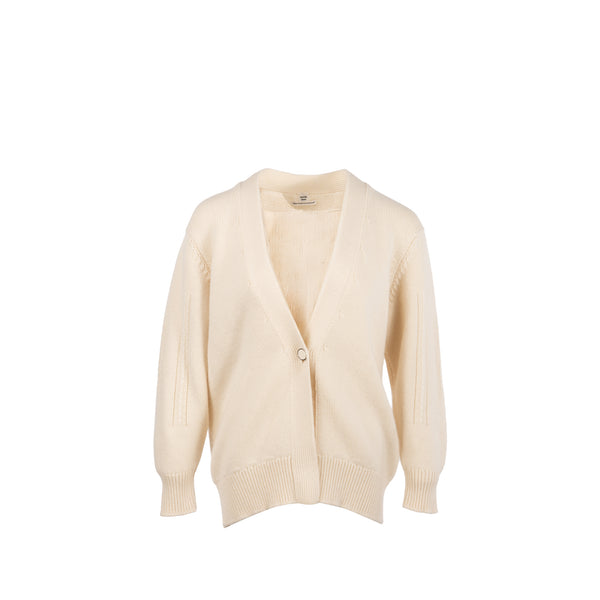 Hermes Size 34 One Button Cardigan Cashmere Off-White