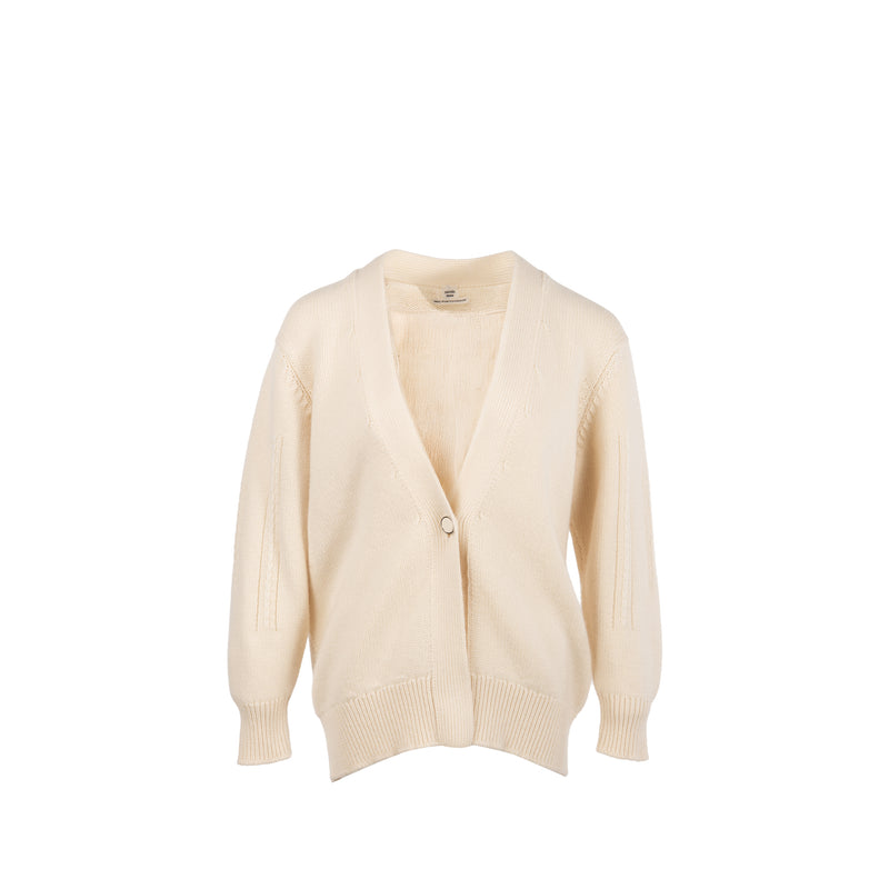 Hermes Size 34 One Button Cardigan Cashmere Off-White