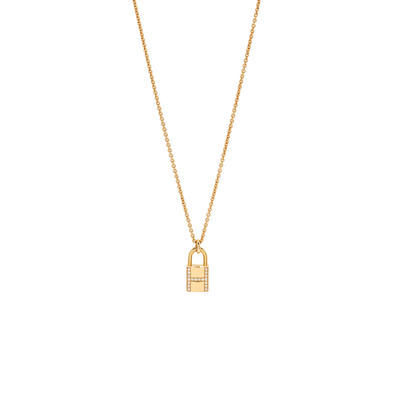 Hermes Amulettes Cadenas Pendant Rose Gold, Diamonds