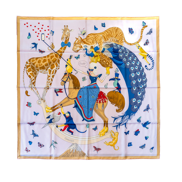 Hermes 90cm Silk Scarf Hermes Story  Multicolour