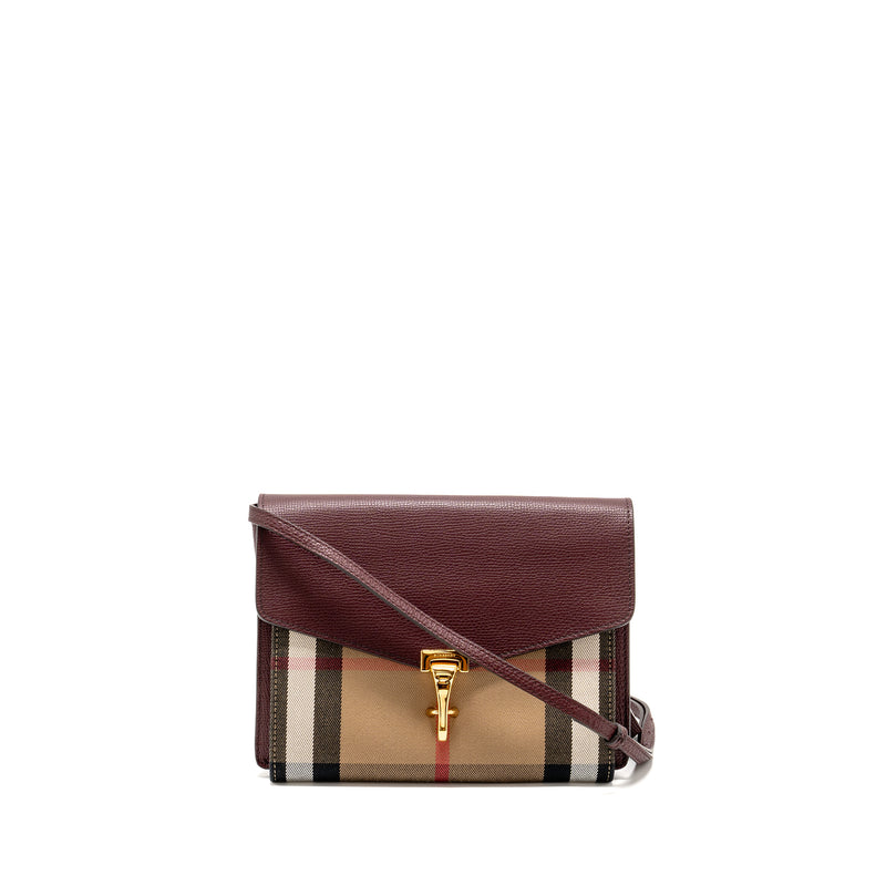 Burberry House Check Crossbody Bag Canvas/ Calfskin Leather Multicolour Brown GHW