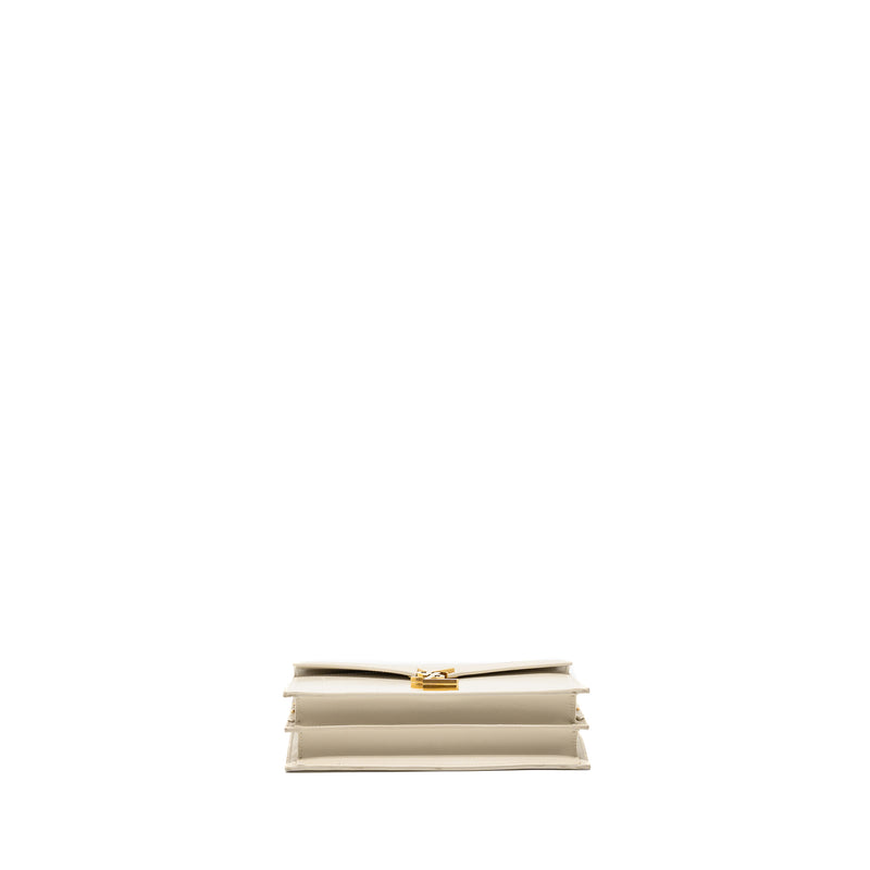 Saint Laurent/YSL Cassandra Chain Wallet Calfskin White GHW