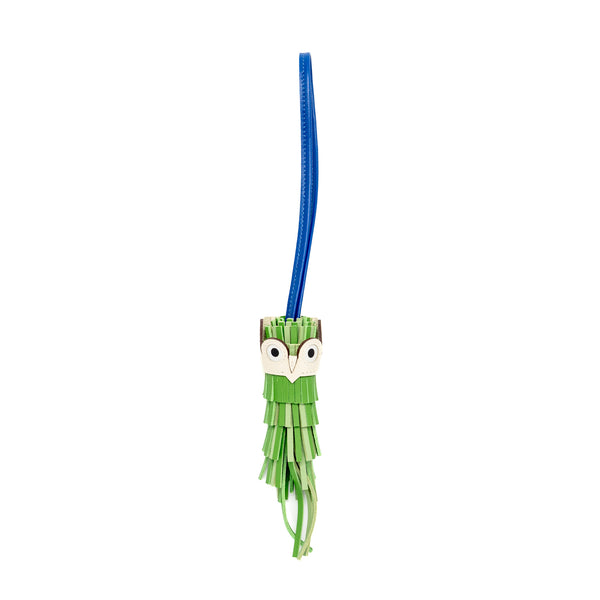 Hermes Chouette Bag Charm Milo Lambskin/Swift Calfskin Vert Yucca/Vert Criquet/Blue De France/Nata/Blanc Stamp W