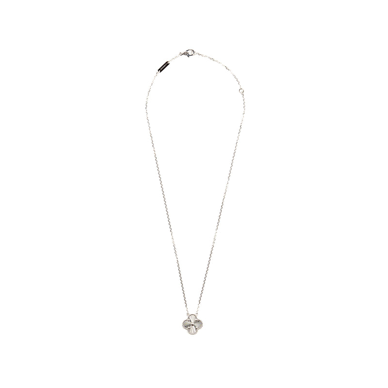 Van Cleef& Arpels Vintage Alhambra Pendant Guilloche White Gold