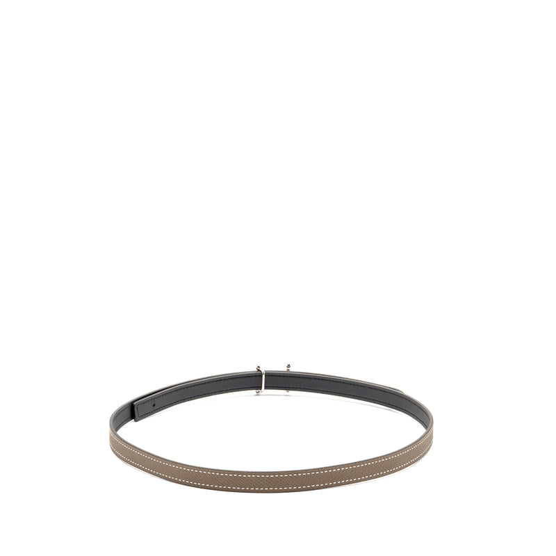 Hermes Size 75 Mors H Buckle Reversible Belt Epsom/Swift Etoupe/Black SHW Stamp B
