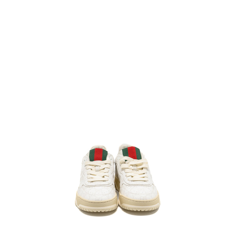 Gucci Size 37.5 Re-Web Trainer GG Supreme Canvas/Leather Beige/White