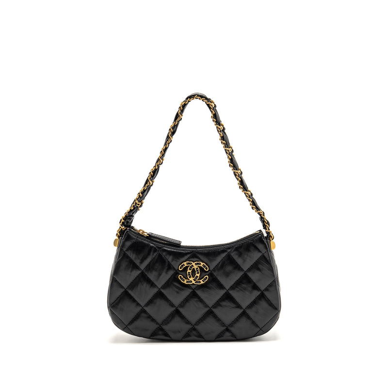 Chanel 23K 19 Hobo Shoulder Bag Calfskin Black GHW (Microchip)