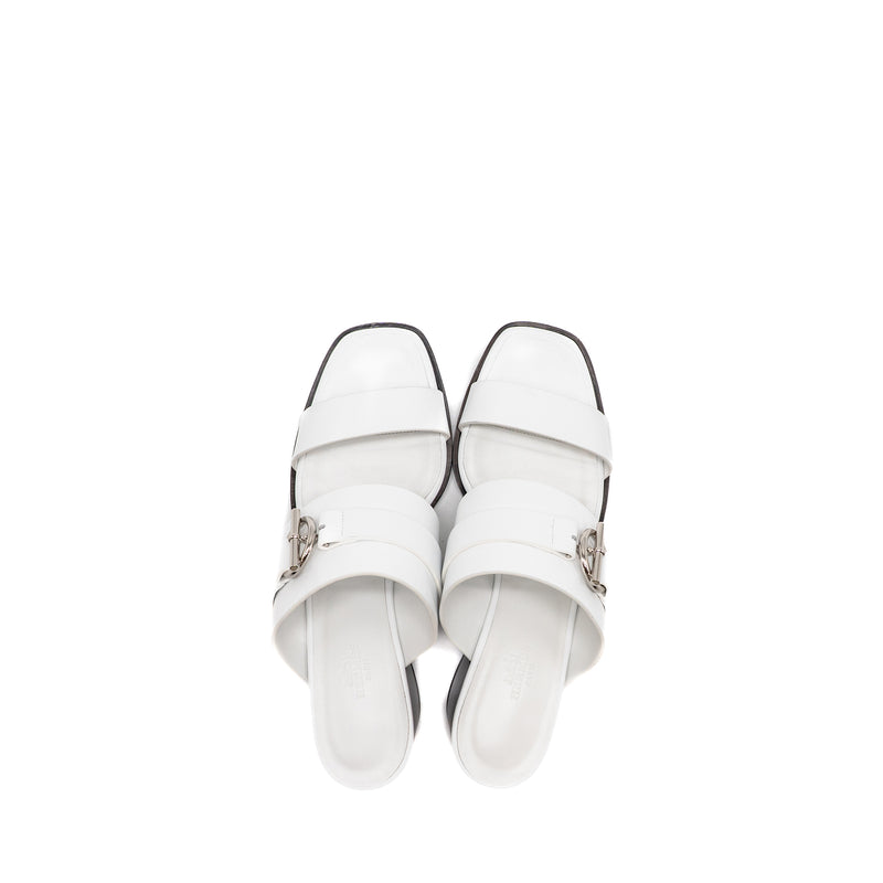 Hermes Size 39 Kute 60 Sandal Calfskin White SHW