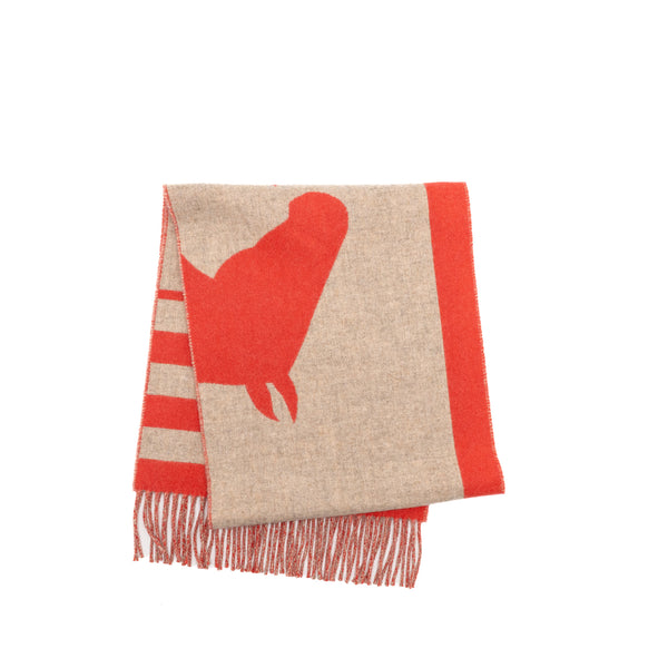 Hermes Casaque Love Story Muffler Cashmere Red / Beige Chine