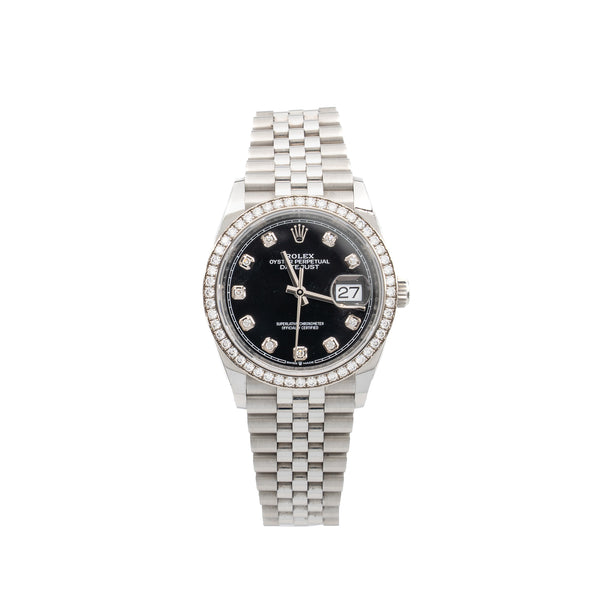 Rolex Datejust 36 Oystersteel/White Gold, Bright Black Diamond-Set Dial Jubilee Bracelet  Model: 126284RBR-0019