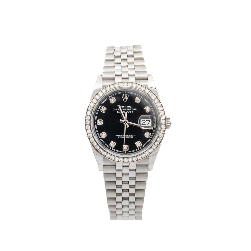 Rolex Datejust 36 Oystersteel/White Gold, Bright Black Diamond-Set Dial Jubilee Bracelet  Model: 126284RBR-0019