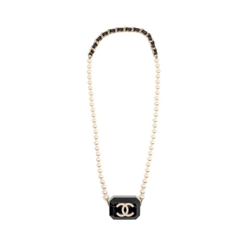 Chanel AirPods Case with Pearl Chain Black LGHW
