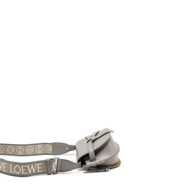 Loewe Mini Gate Dual Bag Soft Calfskin with Jacquard Strap Grey SHW