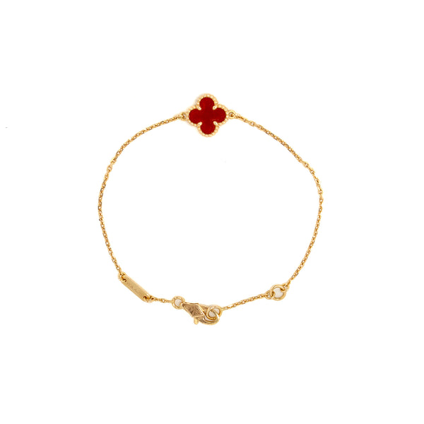Van Cleef & Arpels Sweet Alhambra Bracelet Rose Gold, Carnelian