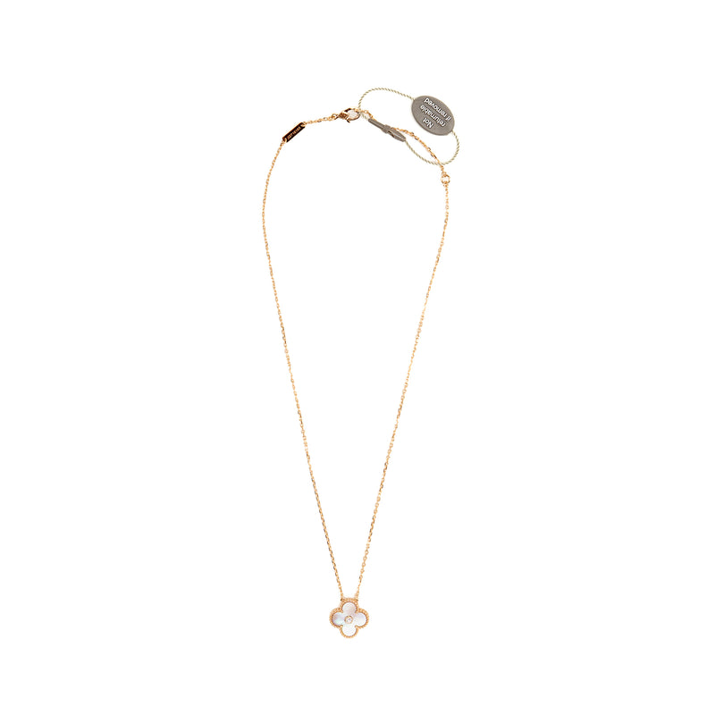 Van Cleef & Arpels 2025 Holiday Pendant Pink Mother of Pearl Rose Gold with Diamond