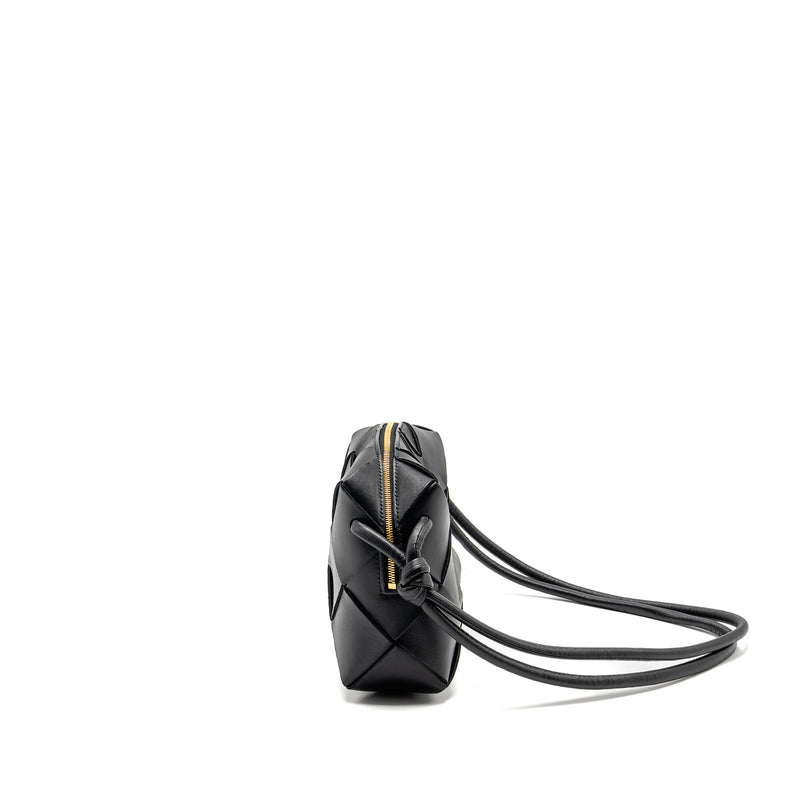 Bottega Veneta Cassette Camera Bag Smooth Intreccio Leather Black GHW