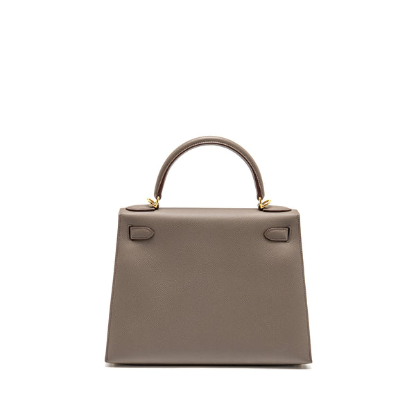 Hermes Kelly 28 Epsom Gris Etain GHW Stamp D