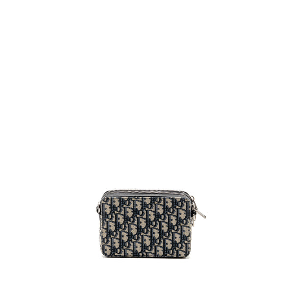 Dior Wallet On Strap Oblique Jacquard Canvas/Leather Blue SHW