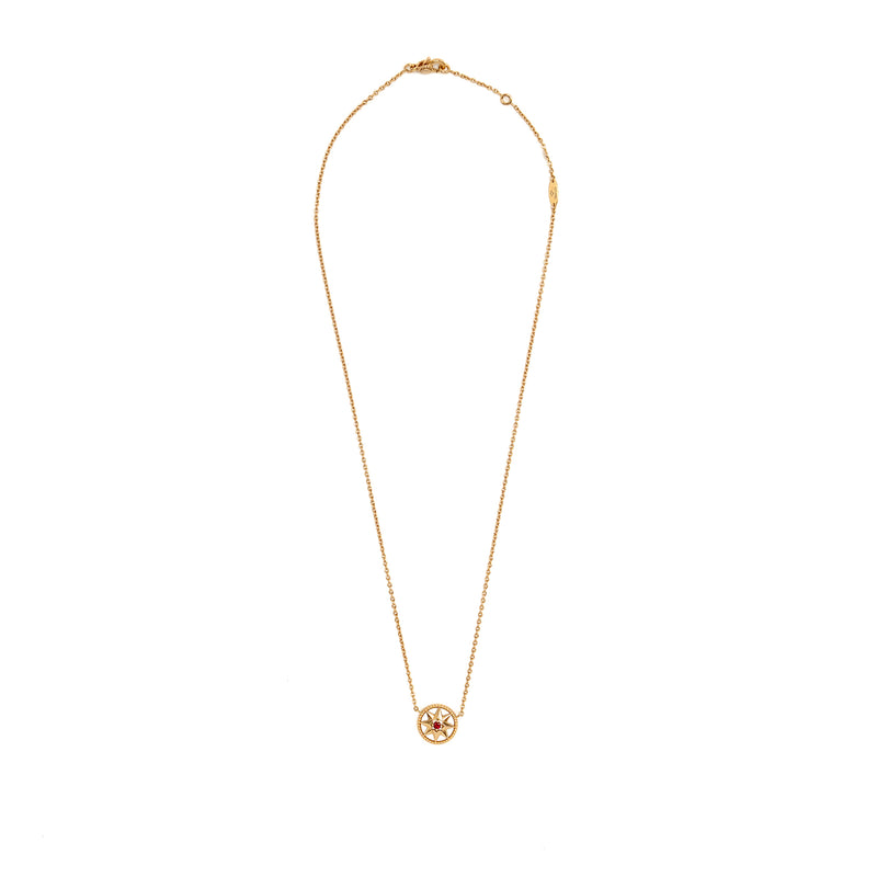 Dior Rose Des Vents Necklace Mother of Pearl/Ruby Rose Gold