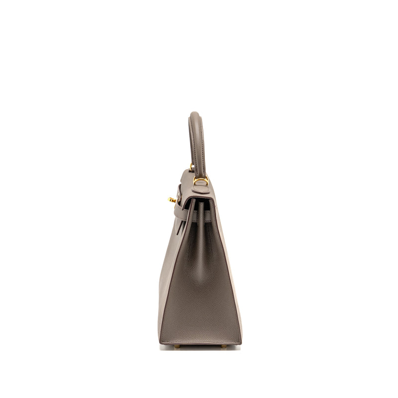 Hermes Kelly 28 Epsom Gris Etain GHW Stamp D