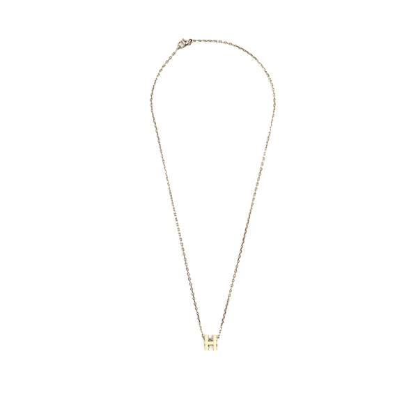 Hermes Mini Pop H Pendant blanc GHW