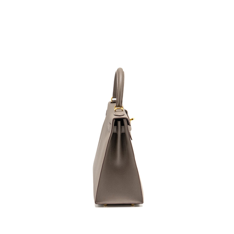 Hermes Kelly 28 Epsom Gris Etain GHW Stamp D