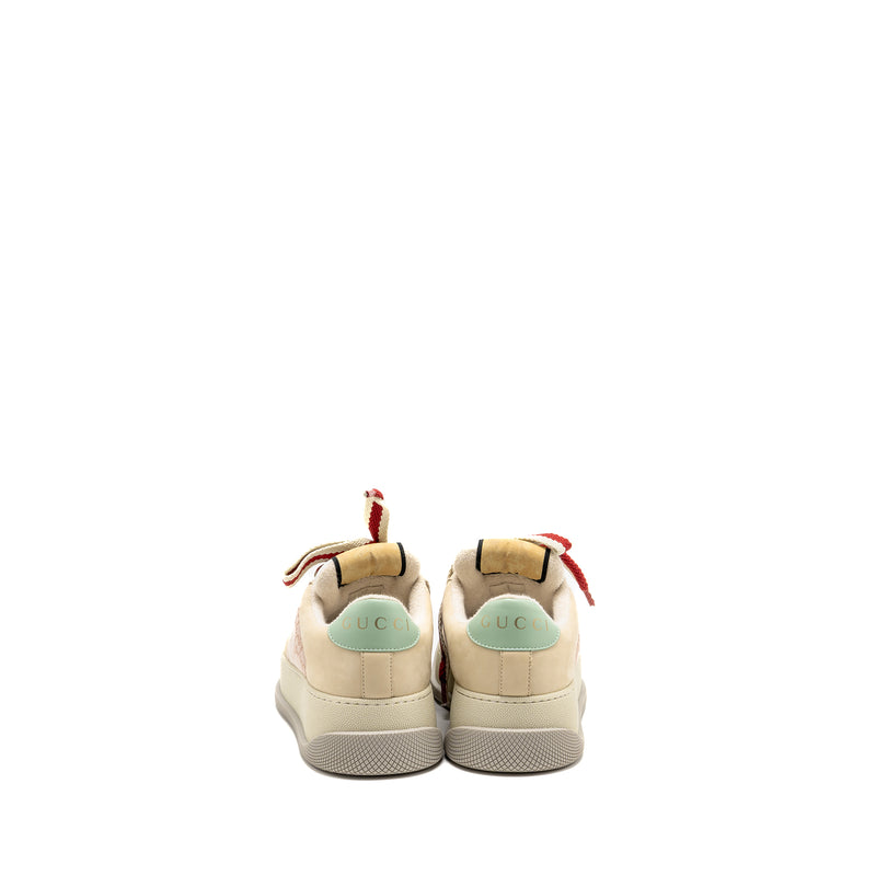 Gucci Size 37 Screener Trainer GG Canvas/Leather Pink/Beige/Multicolour
