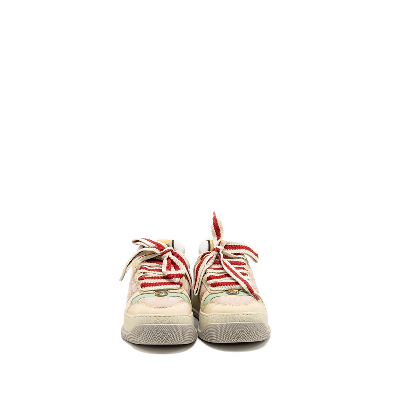 Gucci Size 37 Screener Trainer GG Canvas/Leather Pink/Beige/Multicolour