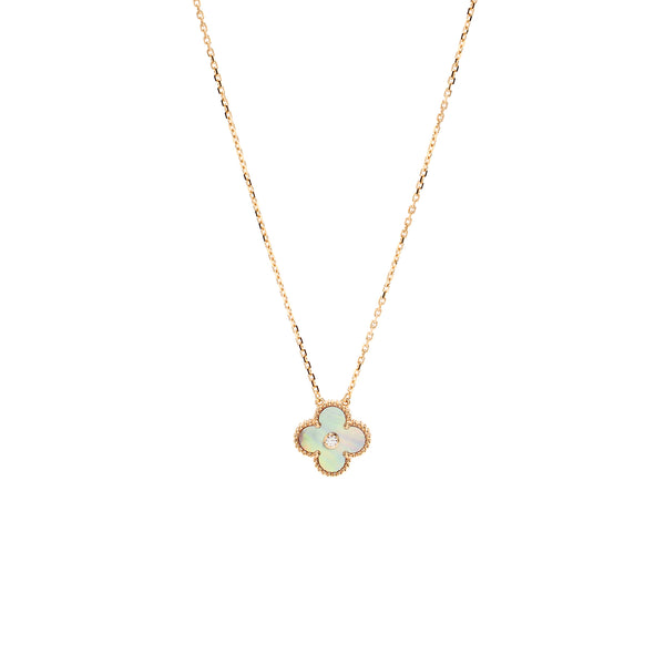 Van Cleef & Arpels 2025 Holiday Pendant Pink Mother of Pearl Rose Gold with Diamond